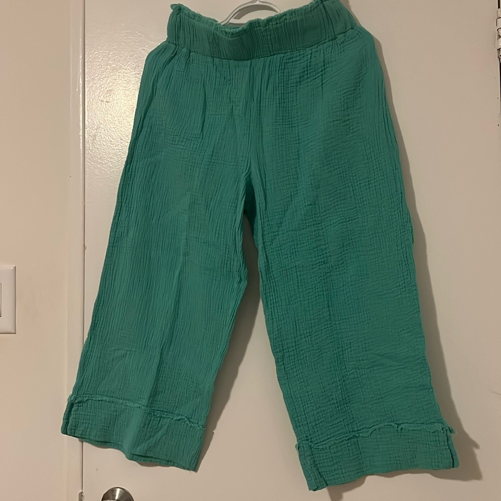 Kaktus sky blue Wide Leg Pants with Textured Fabric